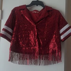 Red Sequin Cropped Jersey